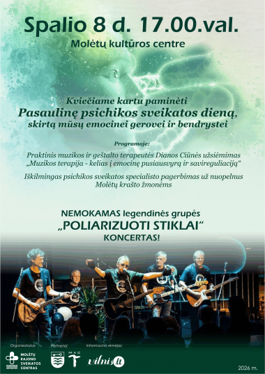 Pasaulinė psichikos sveikatos diena/grupės „Poliarizuotis stiklai“ koncertas